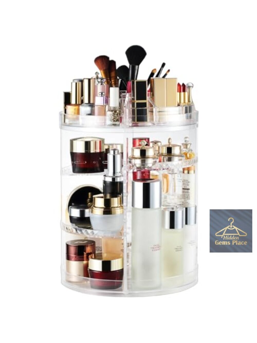 360 Rotating Makeup Organizer Case Large Capacity Adjustable Cosmetic Storage